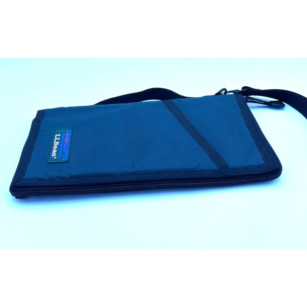 LL Bean Green Nylon Travel Wallet Organizer Passport Case Zip Clear‎ ID Window